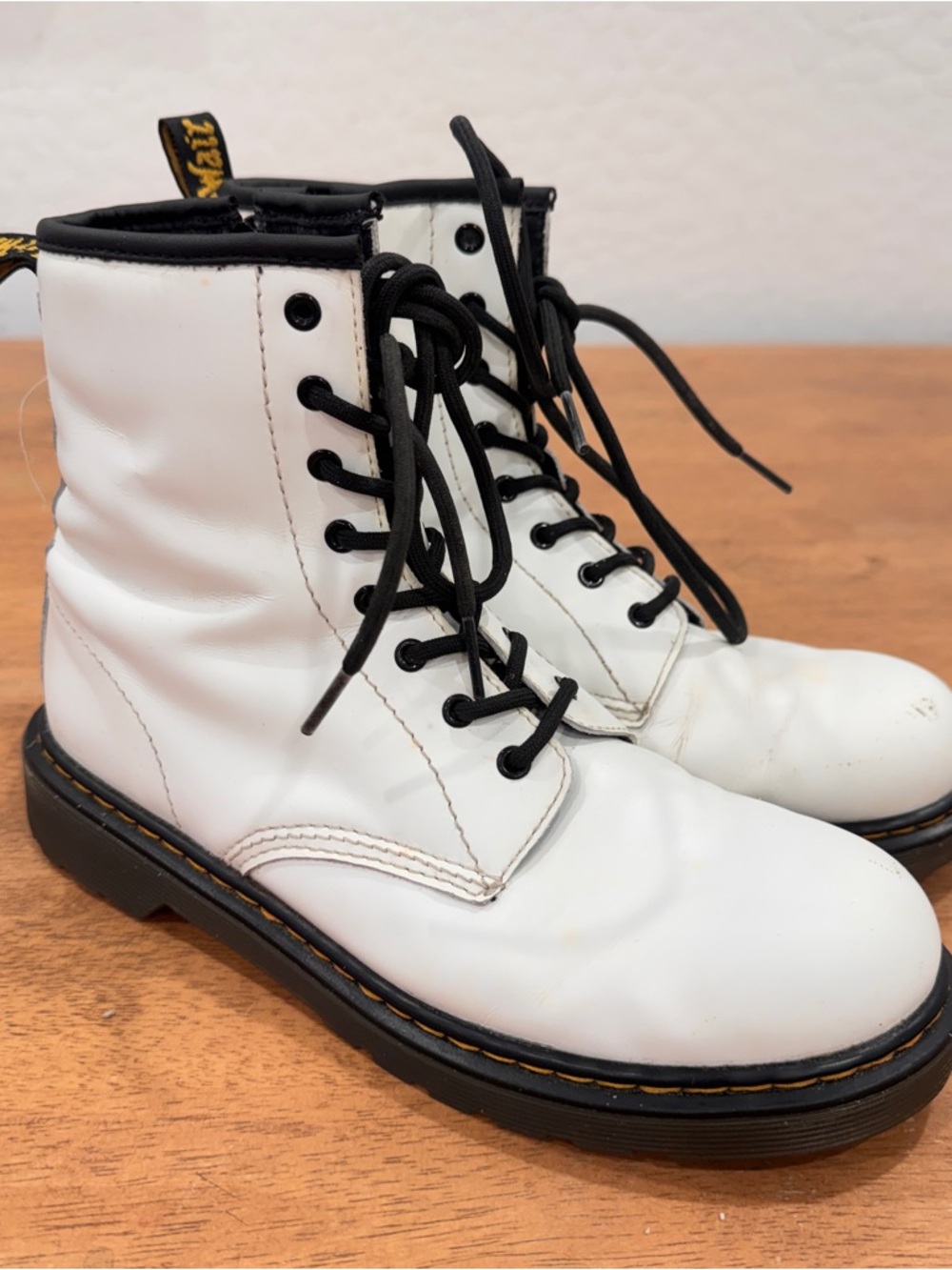 Dr. Martens Boots 1460 Twin Zip Combat White Grunge Y2K Womens Sz 7